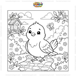 Tranh tô màu chim bồ câu chibi