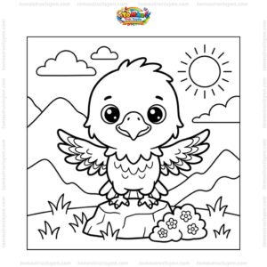 Tranh tô màu chim đại bàng chibi