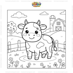 Tranh tô màu con bò sữa cute