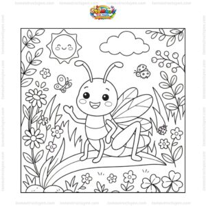 Tranh tô màu con cào cào cute Tranh tô màu con cào cào cute