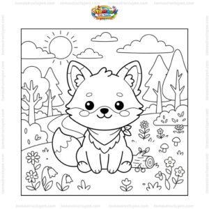 Tranh tô màu con cáo chibi