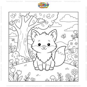 Tranh tô màu con cáo cute