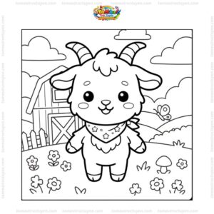 Tranh tô màu con dê chibi