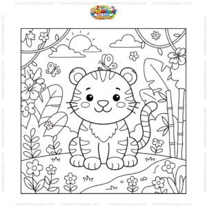 Tranh tô màu con hổ cute