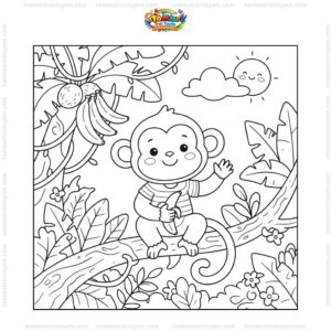 Tranh tô màu con khỉ cho bé