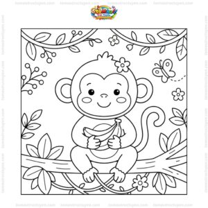 Tranh tô màu con khỉ đơn giản