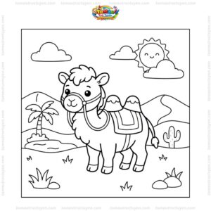 Tranh tô màu con lạc đà chibi