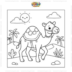 Tranh tô màu con lạc đà dễ thương