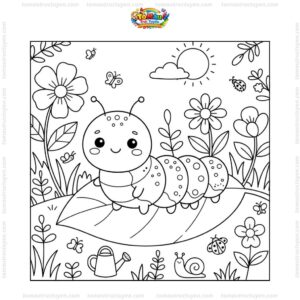 Tranh tô màu con sâu cute