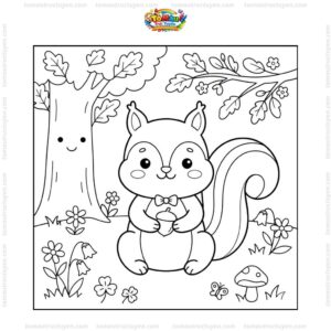 Tranh tô màu con sóc chibi