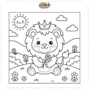 Tranh tô màu con sư tử chibi