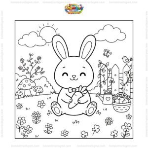 Tranh tô màu con thỏ chibi