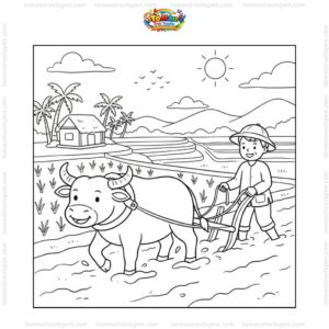 Tranh tô màu con trâu cày ruộng Tranh tô màu con trâu cày ruộng