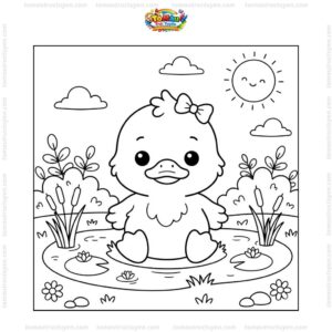 Tranh tô màu con vịt chibi