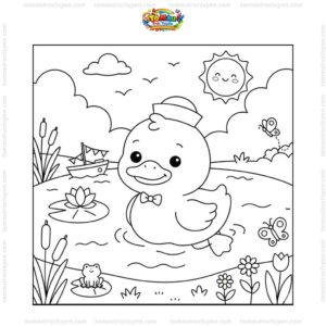 Tranh tô màu con vịt cute Tranh tô màu con vịt cute