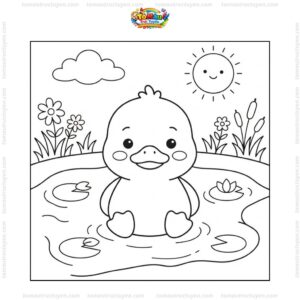 Tranh tô màu con vịt dễ thương