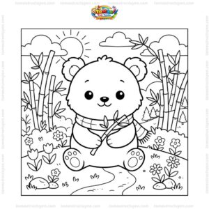 Tranh tô màu gấu trúc chibi