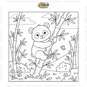 Tranh tô màu gấu trúc leo cây