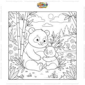 Tranh tô màu gấu trúc mẹ và con