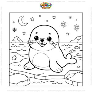 Tranh tô màu hải cẩu chibi