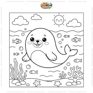 Tranh tô màu hải cẩu cute