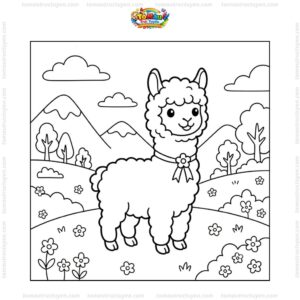 Tranh tô màu lạc đà Alpaca