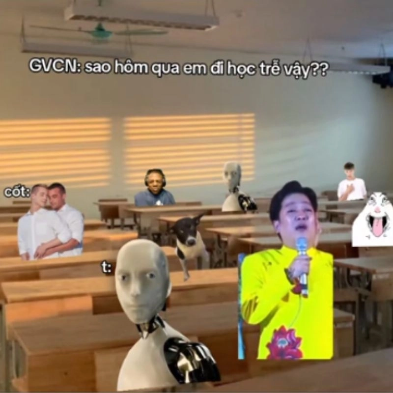Meme cố biện minh đi học trễ vì trời mưa