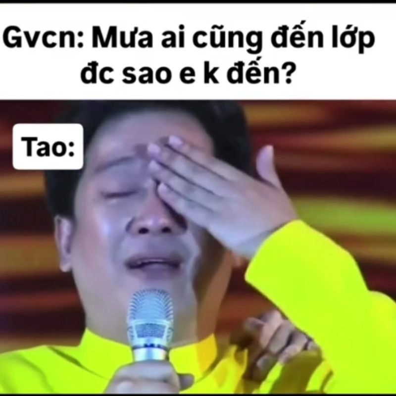 Ảnh chế lý do không đi học do trời mưa