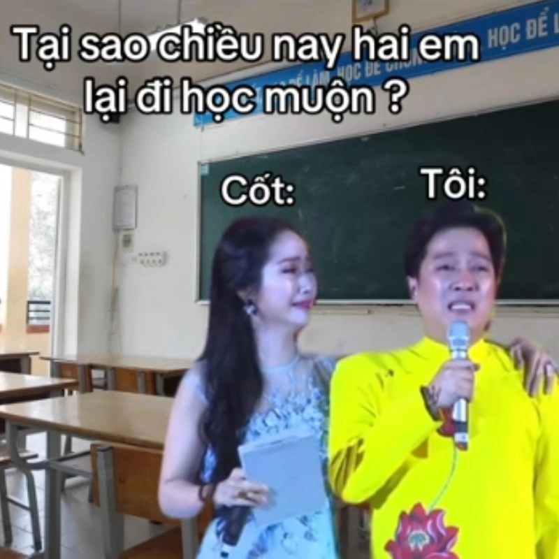 Bị cô giáo bắt đi học muộn và lý do là vì hồi chiều trời mưa